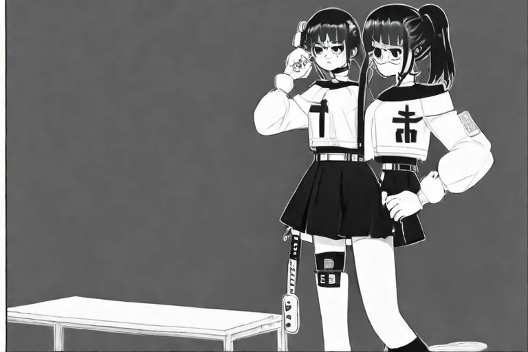 DiffSenseiで生成されたモノクロ1コマ漫画画像