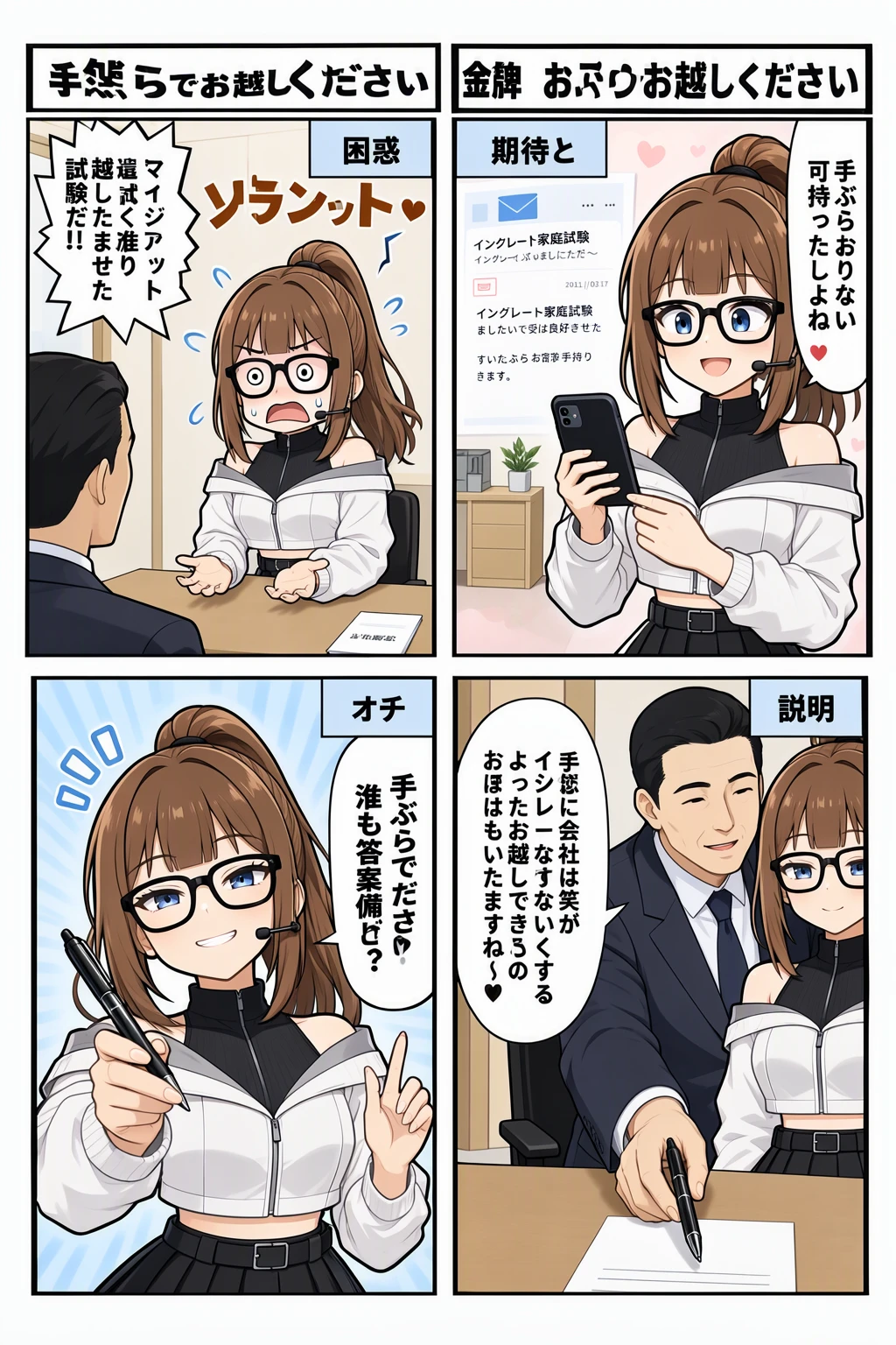 MOSS-Image-SFTで1枚の画像に4コマと人物分離が成功したがフキダシが文字化けしている漫画